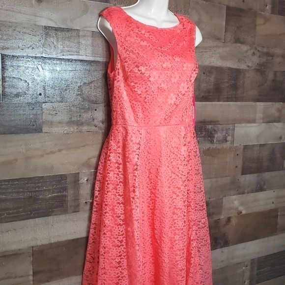 New Betsey Johnson Floral Lace A-line Midi Dress Sz 10 - Picture 5 of 13